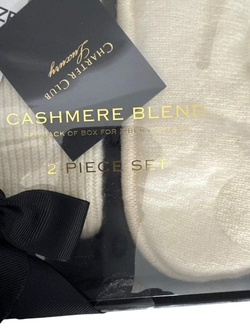 NWT Charter Club Cashmere Sleep Mask Socks Boxed Gift Set Vanilla Size 0S
